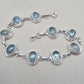 925 Sterling Silver Aqua Milky Gemstone Bracelet Natural Blue Cabochon Handmade Jewelry