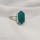 Green Onyx Sterling Silver Ring: Handmade Dual-Tone Band, Hexagon Cut