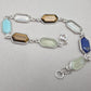 Multi Gemstone Bracelet 925 Silver Colorful Stone Jewelry Hexagon Gemstone Gift for Her