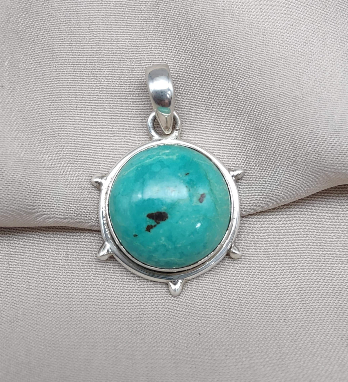 Tibetan Turquoise Pendant Necklace: 925 Silver Boho Healing Jewelry
