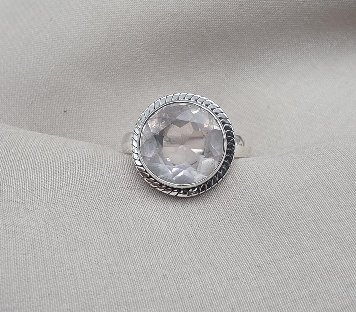 Handmade Crystal Quartz Sterling Silver Ring: April Birthstone Jewelry