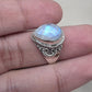 Rainbow Moonstone Ring 925 Sterling Silver Pear Shape Statement Ring June Birthstone Jewelry
