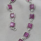 925 Sterling Silver Pink Ruby Bracelet Square Cut Gemstone Link Bracelet Gift for Her