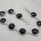 Black Onyx Bracelet 925 Sterling Silver Faceted Round Stone Link Bracelet Handmade Jewelry