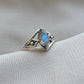 925 Sterling Silver Labradorite Ring Marquise Blue Flash Gemstone Geometric Modern Minimal Ring