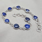 Lapis Lazuli Heart Link Bracelet 925 Sterling Silver Faceted Gemstone Handmade Gemstone Jewelry