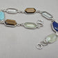 Multi Gemstone Bracelet 925 Silver Colorful Stone Jewelry Hexagon Gemstone Gift for Her