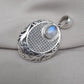 Rainbow Moonstone Pendant 925 Sterling Silver Moon Design Necklace June Birthstone Crystal Jewelry Gift