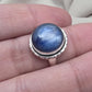 Handmade Teardrop Kyanite Sterling Silver Ring: Boho Filigree