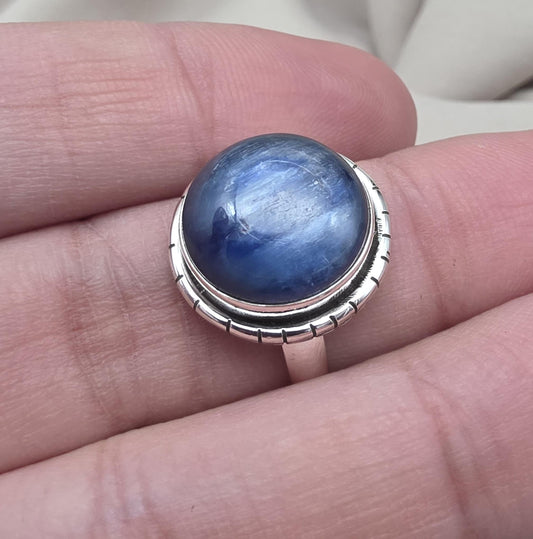 Handmade Teardrop Kyanite Sterling Silver Ring: Boho Filigree