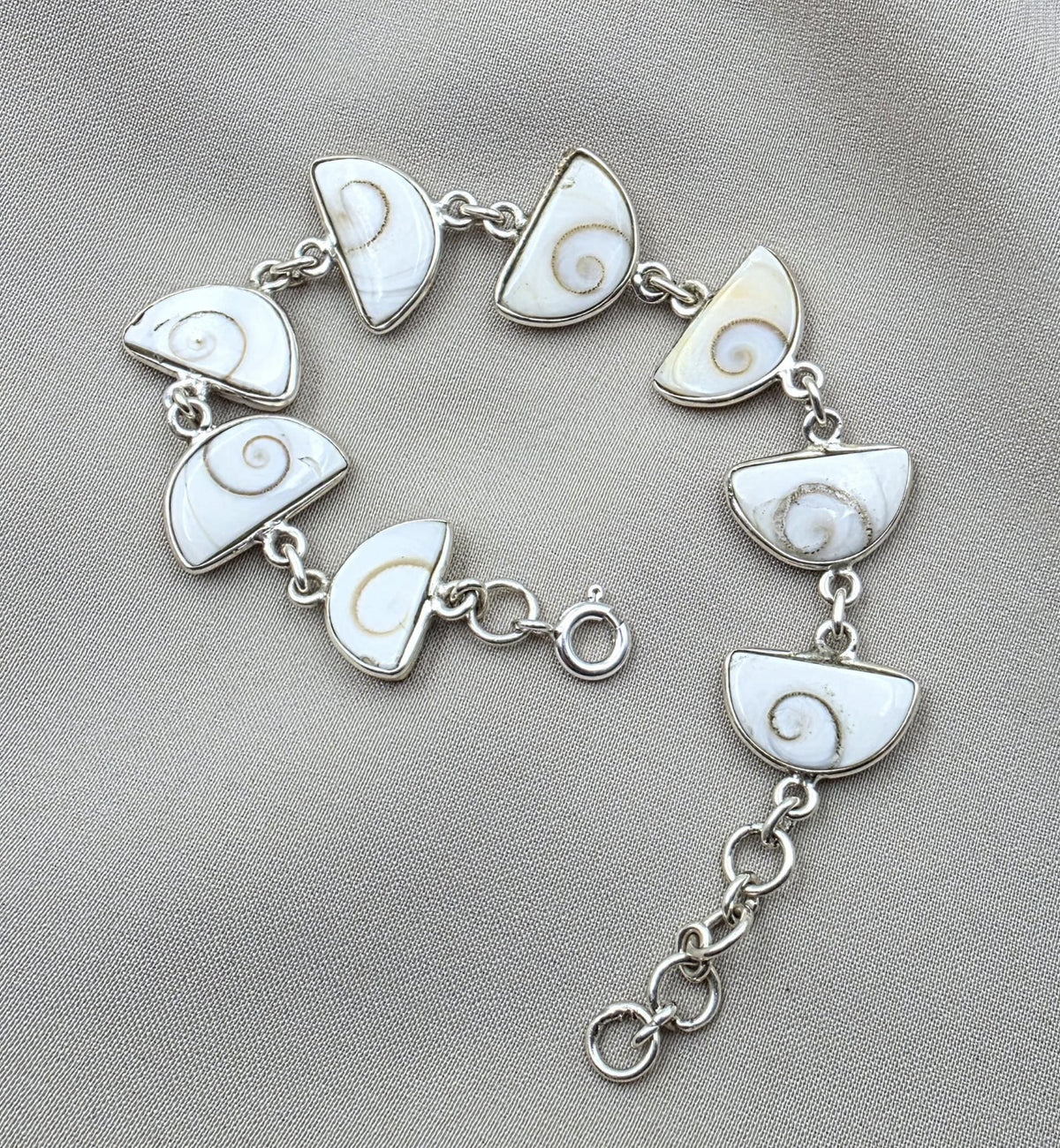 925 Sterling Silver Shiva Eye Shell Bracelet Link Bracelet Gemstone Jewelry Gift for Her