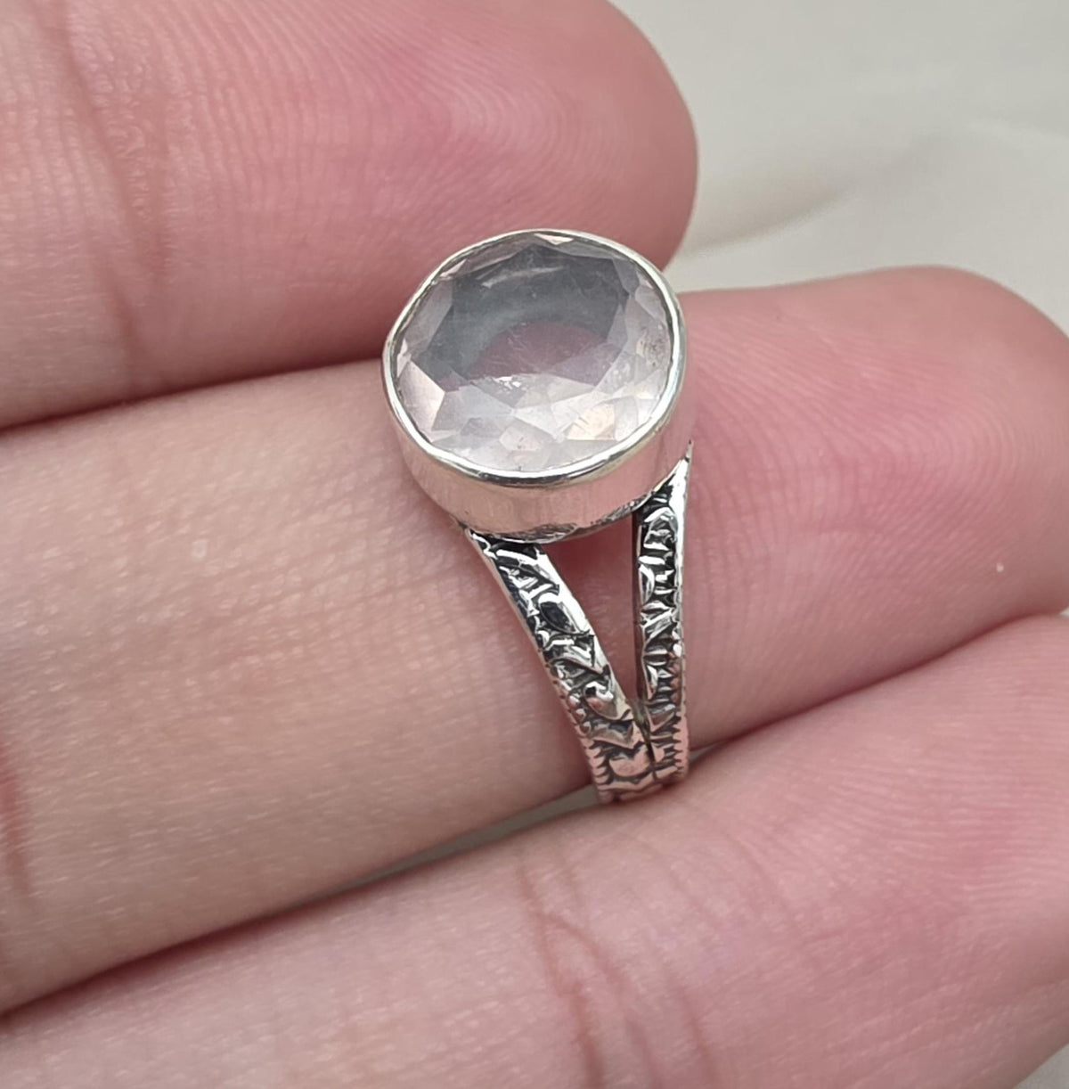 Rose Quartz 925 Sterling Silver Ring: Handmade Boho Gemstone Jewelry