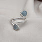 Aqua Milky Quartz 925 Sterling Silver Ring: Adjustable Open Wrap Design
