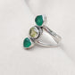 Green Onyx & Lemon Quartz 925 Sterling Silver Ring: Boho Statement Jewelry