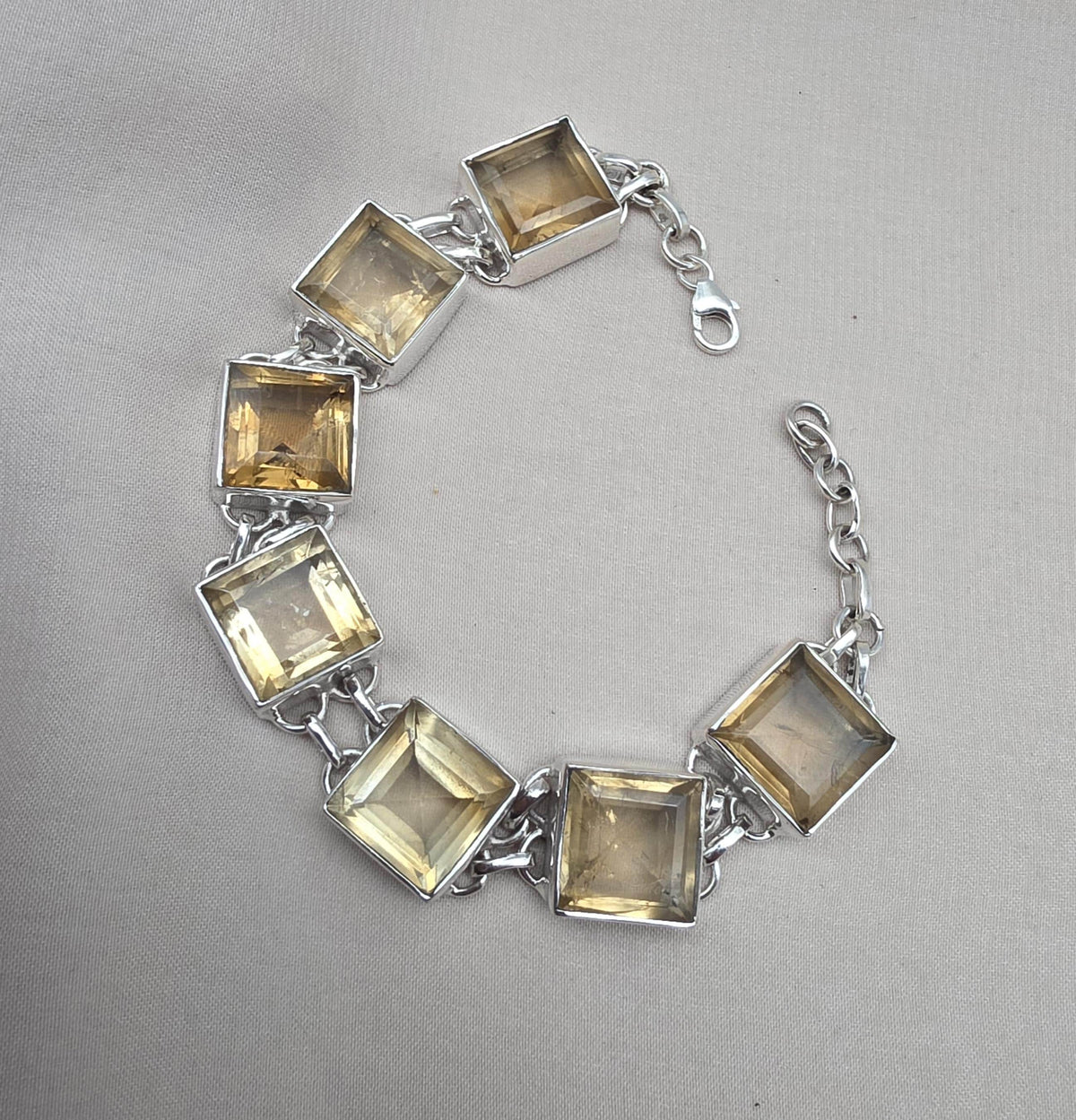 Citrine 925 Sterling Silver Bracelet Natural Gemstone Handmade Jewelry