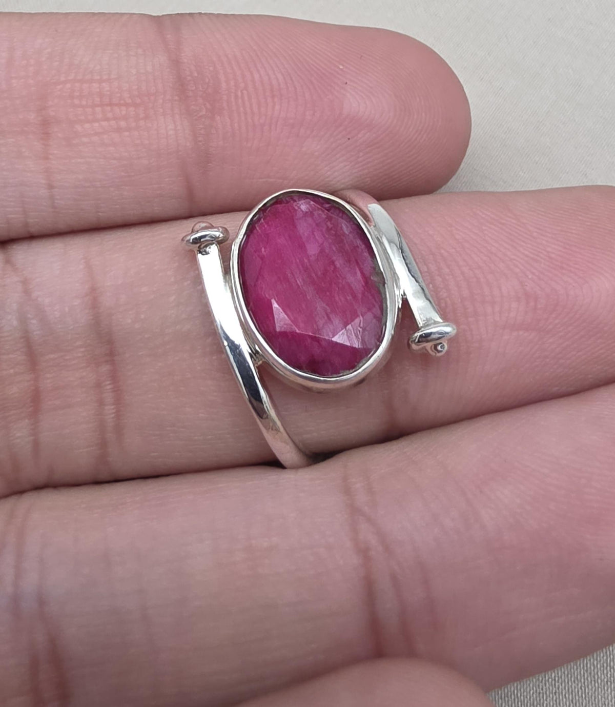 Natural Ruby Ring: Handmade 925 Sterling Silver Boho Statement Ring July Birthstone