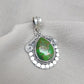 Green Copper Turquoise Pendant Necklace: 925 Sterling Silver Boho Jewelry