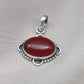 Red Onyx Silver Pendant: 925 Sterling, Handmade Boho Statement Necklace