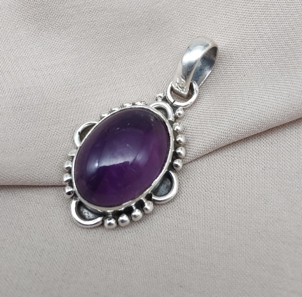 Natural Amethyst 925 Sterling Silver Pendant, February Birthstone Jewelry
