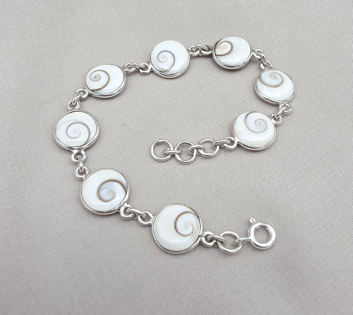 Shiva Eye Bracelet 925 Silver Shell Bracelet Spiritual Protection Jewelry Gift for Her