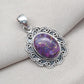 Purple Copper Turquoise Pendant: Sterling Silver Boho Statement Necklace