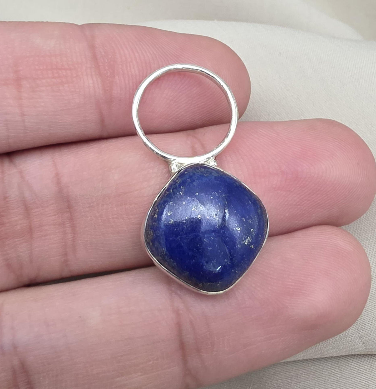 Lapis Lazuli Pendant: 925 Sterling Silver Cushion Cut Boho Jewelry