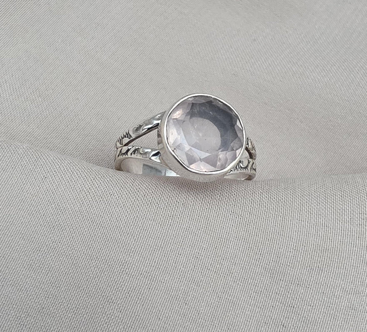 Rose Quartz 925 Sterling Silver Ring: Handmade Boho Gemstone Jewelry