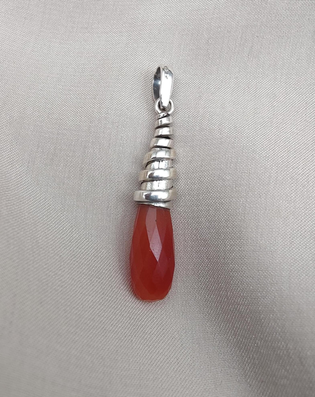Red Onyx Sterling Silver Pendant: Handmade Healing Crystal Necklace