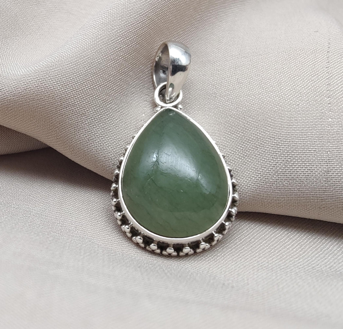 Green Aventurine Pendant 925 Sterling Silver | Handmade Teardrop Gemstone Necklace | Healing Crystal Jewelry Gift