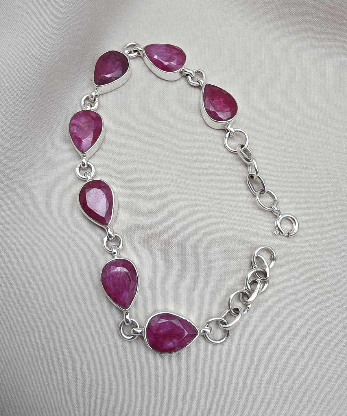 Ruby 925 Sterling Silver Bracelet Natural Handmade July Birthstone Jewelry