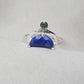 Lapis Lazuli Ring 925 Sterling Silver Dual Stone Moss Agate Statement Ring