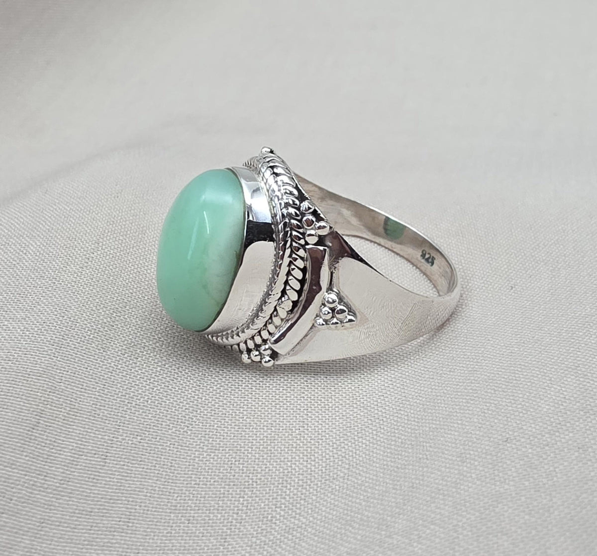 Chrysoprase Ring 925 Sterling Silver Natural Green Chrysoprase Statement Jewelry