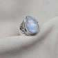 Rainbow Moonstone Ring 925 Sterling Silver Pear Shape Statement Ring June Birthstone Jewelry