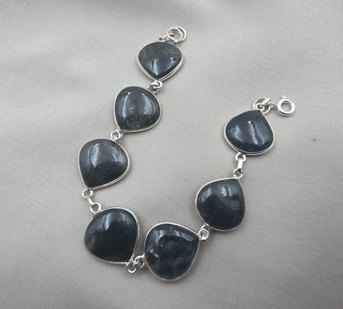 925 Sterling Silver Moss Agate Natural Gemstone Bracelet Handmade Jewelry Gift for Women