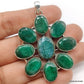 925 SOLID STERLING SILVER NATURAL EMERALD FLOWER HANDMADE PENDANT