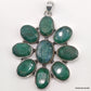 925 SOLID STERLING SILVER NATURAL EMERALD FLOWER HANDMADE PENDANT