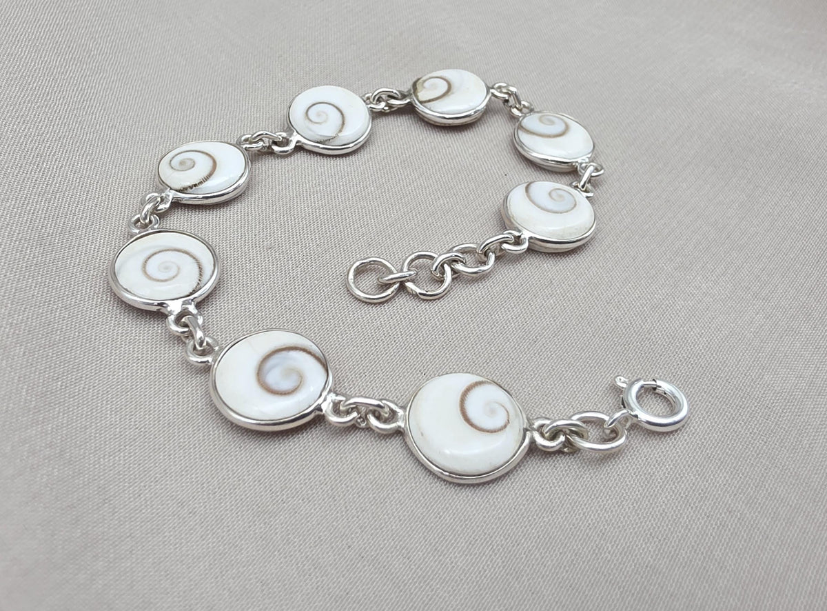 Shiva Eye Bracelet 925 Silver Shell Bracelet Spiritual Protection Jewelry Gift for Her