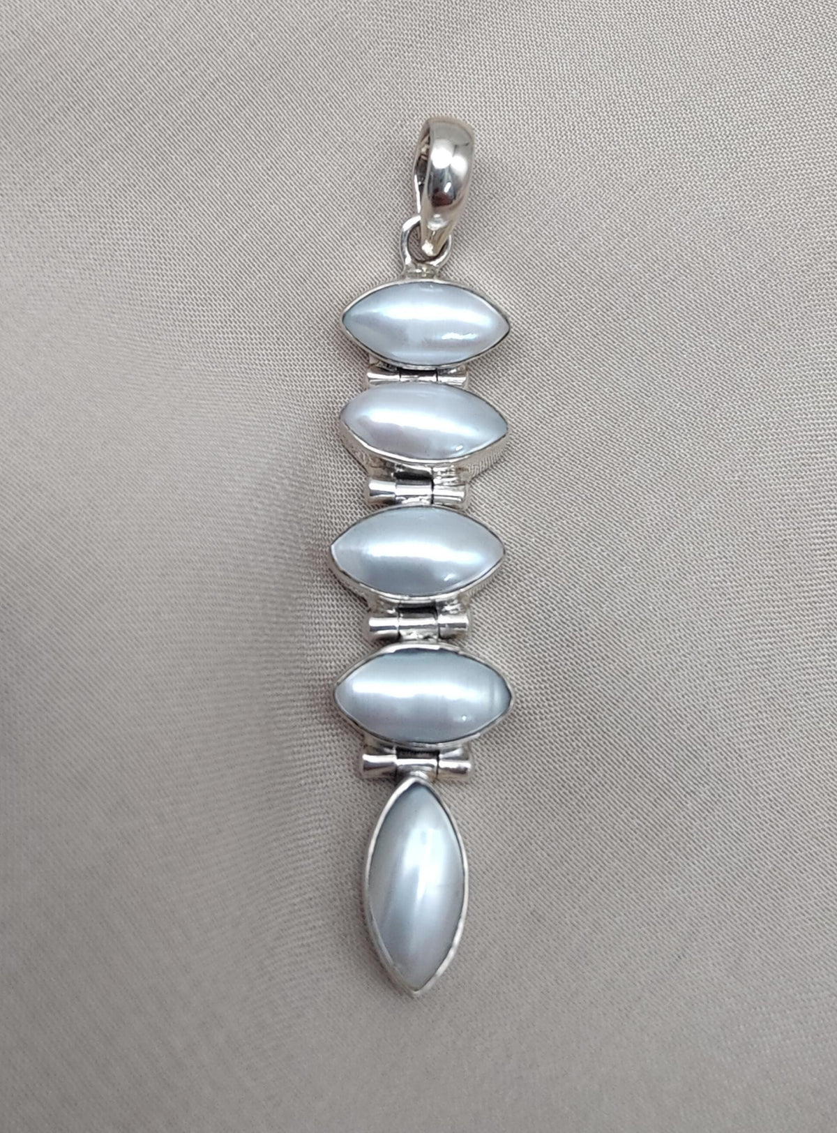 Handmade Pearl Pendant: 925 Sterling Silver Marquise Gemstone