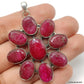 925 SOLID STERLING SILVER NATURAL RUBY OVAL SHAPE FLOWER HANDMADE PENDANT