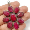 925 SOLID STERLING SILVER NATURAL RUBY OVAL SHAPE FLOWER HANDMADE PENDANT