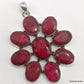 925 SOLID STERLING SILVER NATURAL RUBY OVAL SHAPE FLOWER HANDMADE PENDANT
