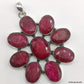 925 SOLID STERLING SILVER NATURAL RUBY OVAL SHAPE FLOWER HANDMADE PENDANT