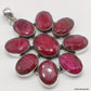 925 SOLID STERLING SILVER NATURAL RUBY OVAL SHAPE FLOWER HANDMADE PENDANT