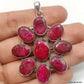 925 SOLID STERLING SILVER NATURAL RUBY OVAL SHAPE FLOWER HANDMADE PENDANT