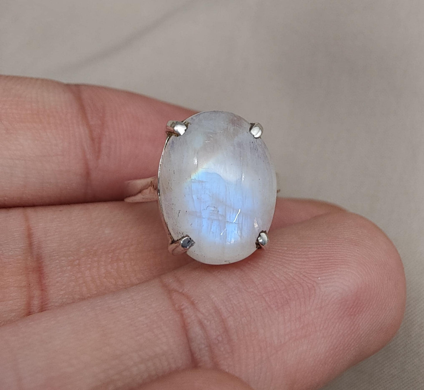 Rainbow Moonstone Ring: 925 Sterling Silver, Handmade Boho Jewelry june birthstone
