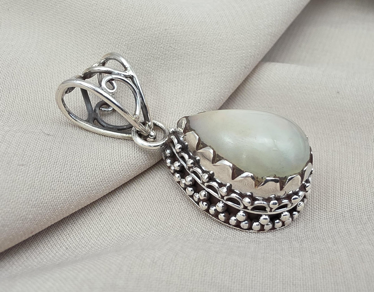 Natural Opal Silver Pendant 925 Sterling Silver Jewelry Pear Shape Cabochon Handmade Gemstone