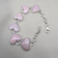 Pink Opal Heart Bracelet, 925 Sterling Silver, Handmade