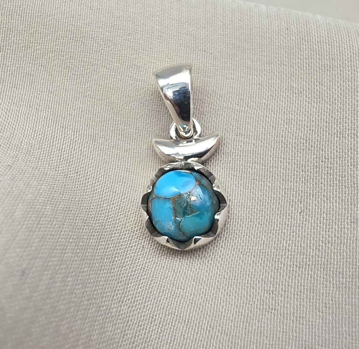 Handmade 925 Sterling Silver Turquoise Pendant: Boho Gemstone Necklace