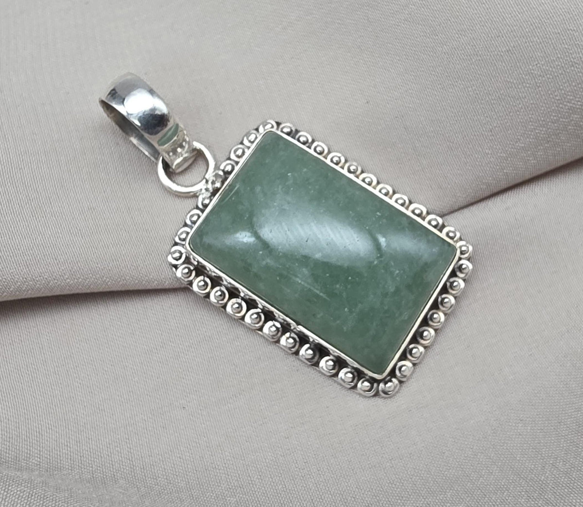 Green Aventurine Pendant 925 Sterling Silver May Birthstone Necklace Healing Heart Chakra Jewelry