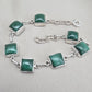 Malachite Bracelet 925 Sterling Silver Square Cabochon Link Bracelet Green Gemstone Handmade Jewelry Gift